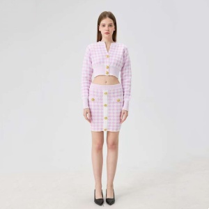 balmain houndstooth cropped cardigan & mini skirt